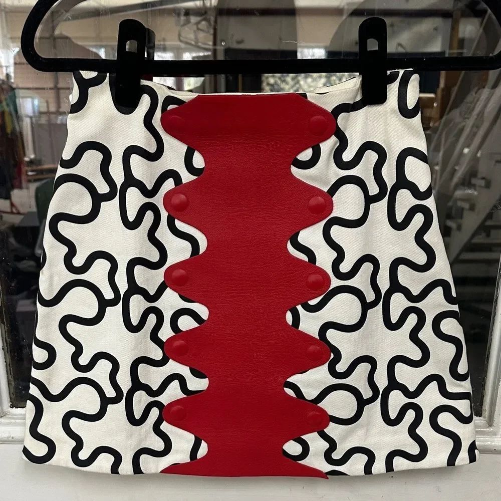 JW Anderson Red and Black Patterned Mini Skirt